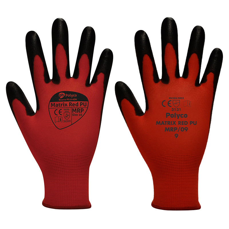 GLRED9 RED WORKING GLOVES LARGE 9
